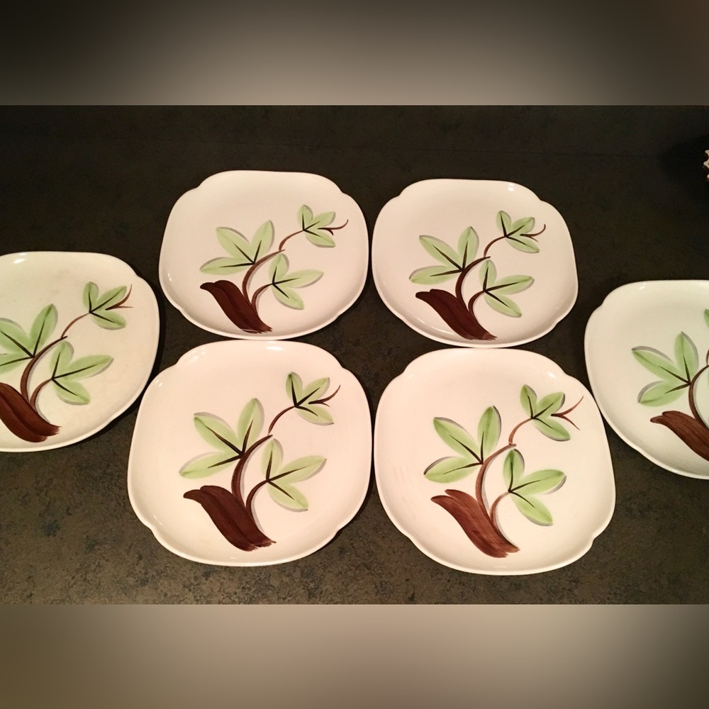 Vintage 50’s Continental Kilns Woodleaf #8351 Dinner Plates Set of 6